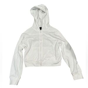 Art Class Girls White Zip Up Hoodie Size M (8) NWT Minor Stain